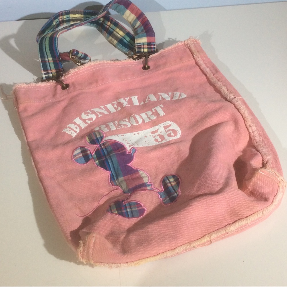 Disneyland Resort Pink Plaid Mickey Mouse Tote Bag